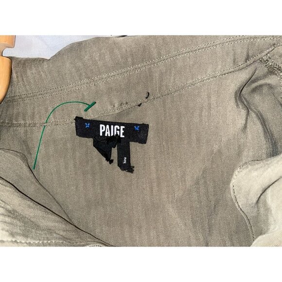 Paige Green Collared Short-Sleeve Ruffled Button-Up Shirt  Mini Dress Women's Si - Picture 5 of 9